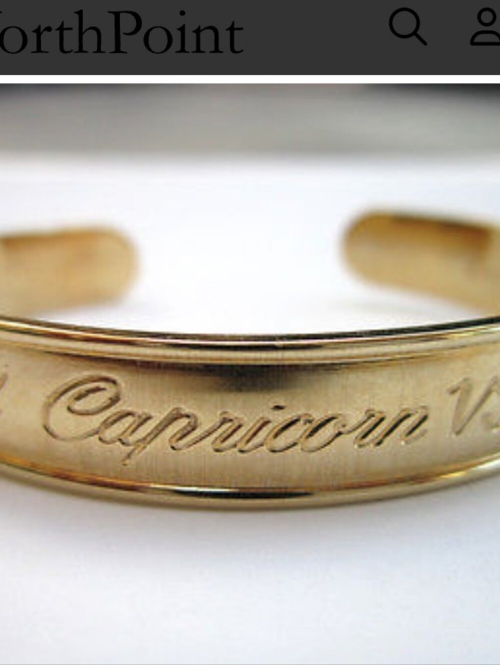 Vtg Avon 1970's Capricorn Engraved Gold Tone Cuff Bracelet